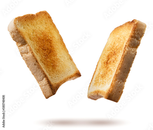 Cuadro en lienzo Toast bread on a white background. Isolated
