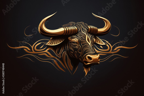 Luxury Elegance art of bull head for logo design, AI generated