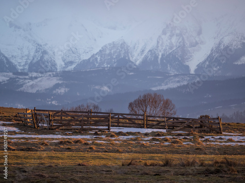 landscape with mountains and snow