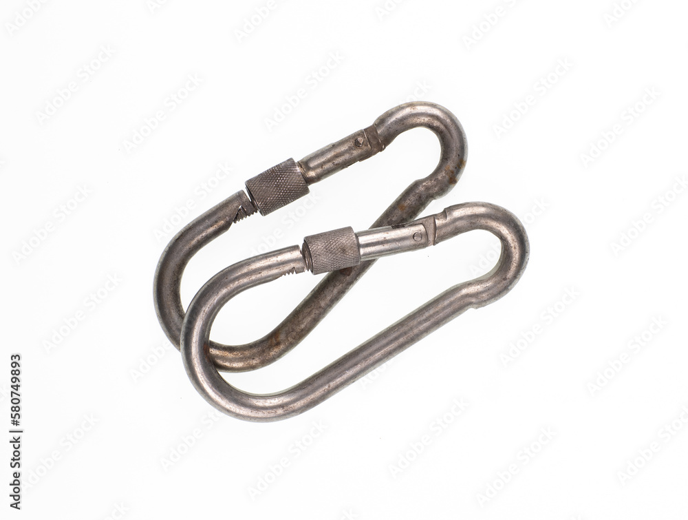 carabiner for connecting objects isolated on white background carabiner for connecting objects isolated on white background