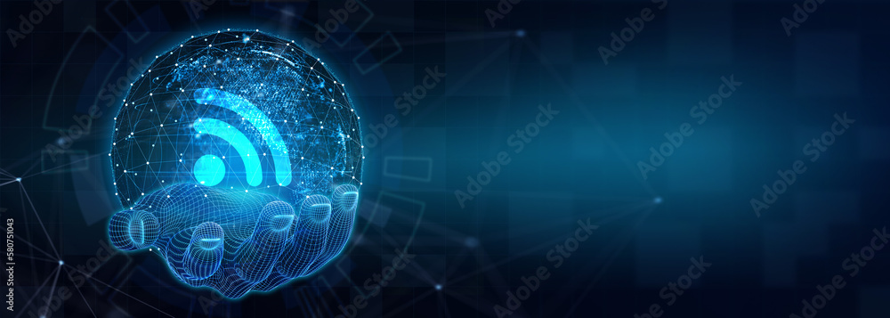 Business, Technology, Internet and network concept. Free WiFi network signal. 3d illustration Business, Technology, Internet and network concept. Free WiFi network signal. 3d illustration