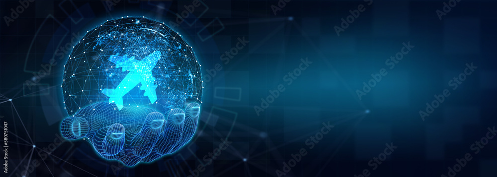 Fototapeta premium Business, Technology, Internet and network concept. Travel transportation concept with planes. 3d illustration