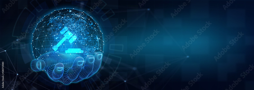 Obraz premium Business, Technology, Internet and network concept. Attorney at law business legal lawyer auction Internet technology. 3d illustration