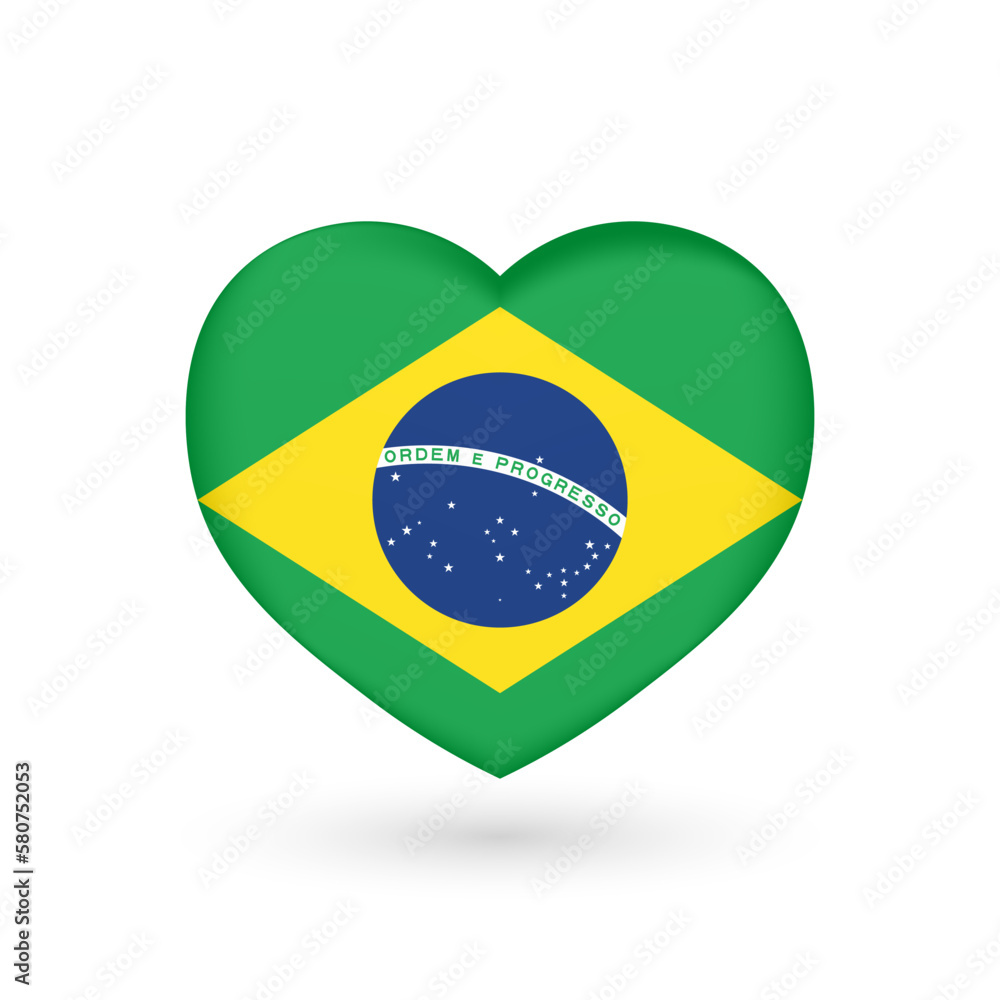 Fototapeta premium Heart symbol, flag of Brazil, vector illustration