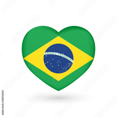 Heart symbol, flag of Brazil, vector illustration