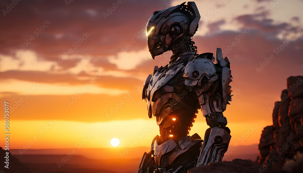 Robot watching the sunset Robot watching the sunset