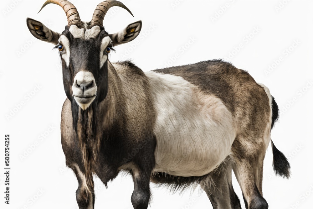 Goat on a white background by itself. Transparent PNG file available. Generative AI