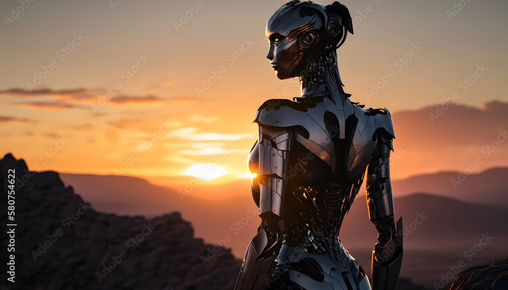 Robot watching the sunset Robot watching the sunset