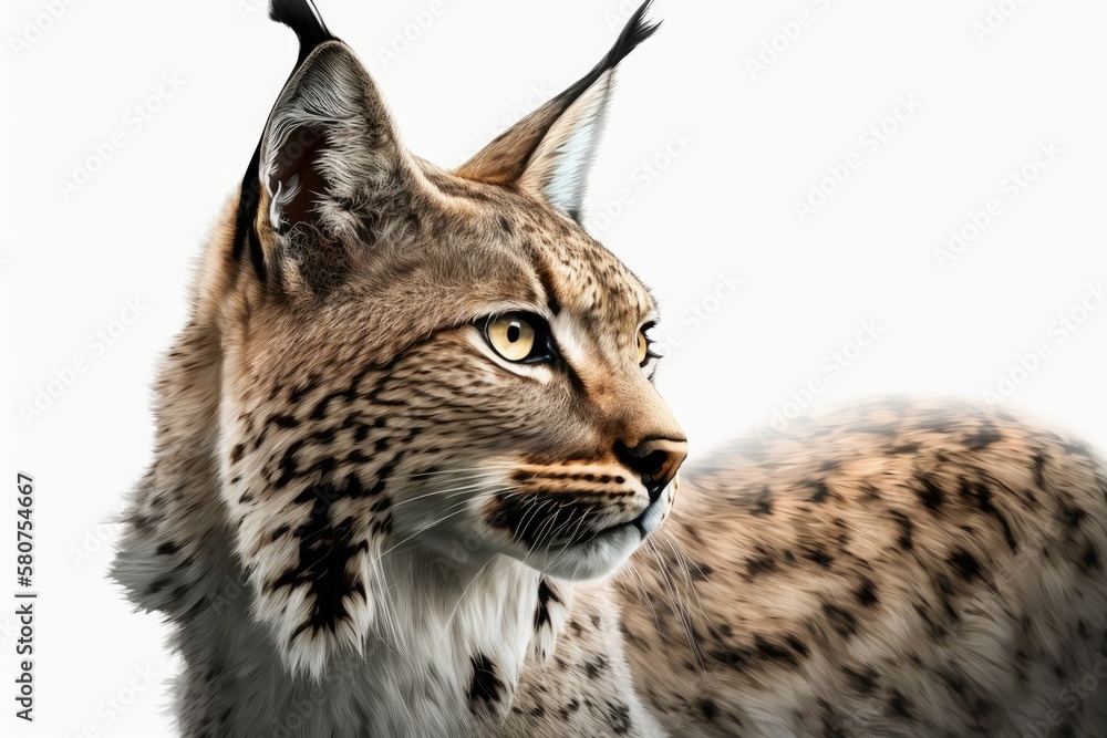 Fototapeta premium a picture of a lynx on a white background. Generative AI