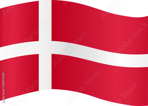 Denmark flag wave isolated on png or transparent background