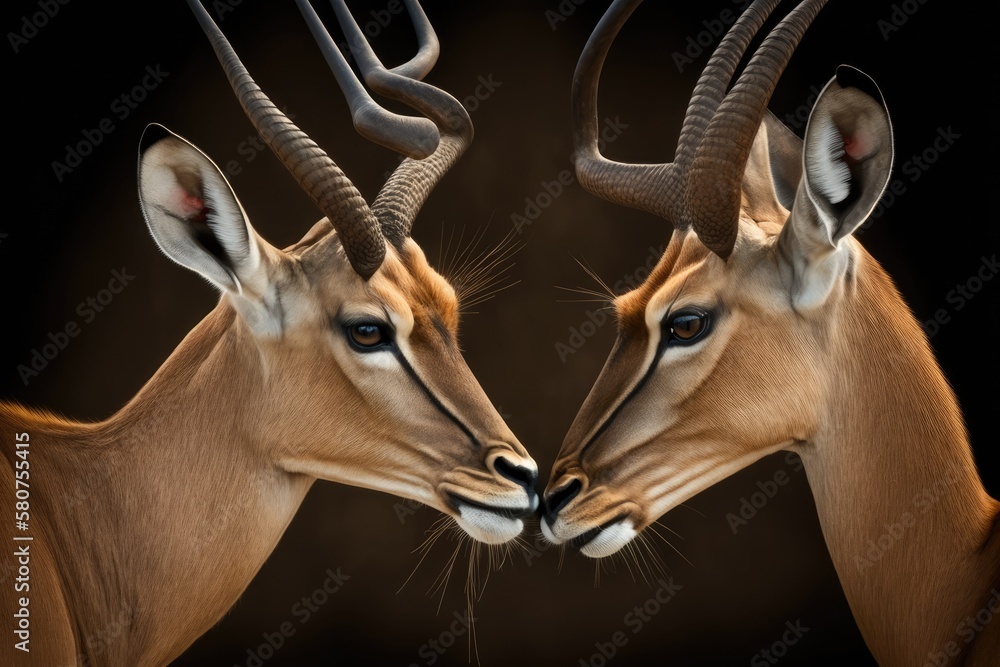 Love from an impala ( Aepyceros melampus ) During the rutting season, two male impalas have a private moment together. Both good and bad. Generative AI Love from an impala ( Aepyceros melampus ) During the rutting season, two male impalas have a private moment together. Both good and bad. Generative AI