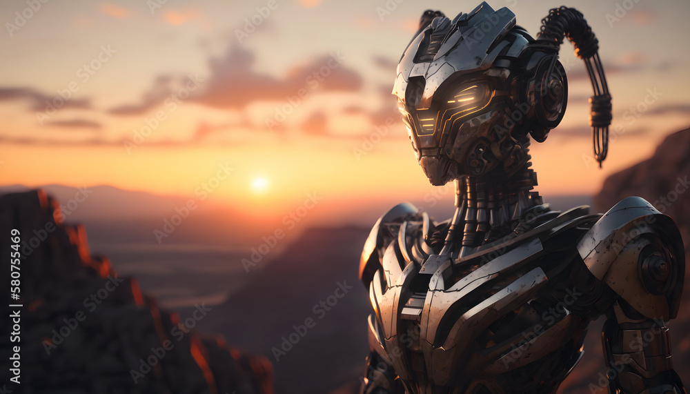 Robot watching the sunset Robot watching the sunset