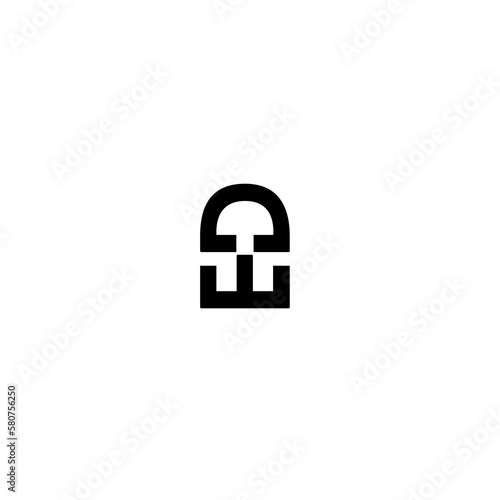 letter d symbol that resembles a padlock on white background