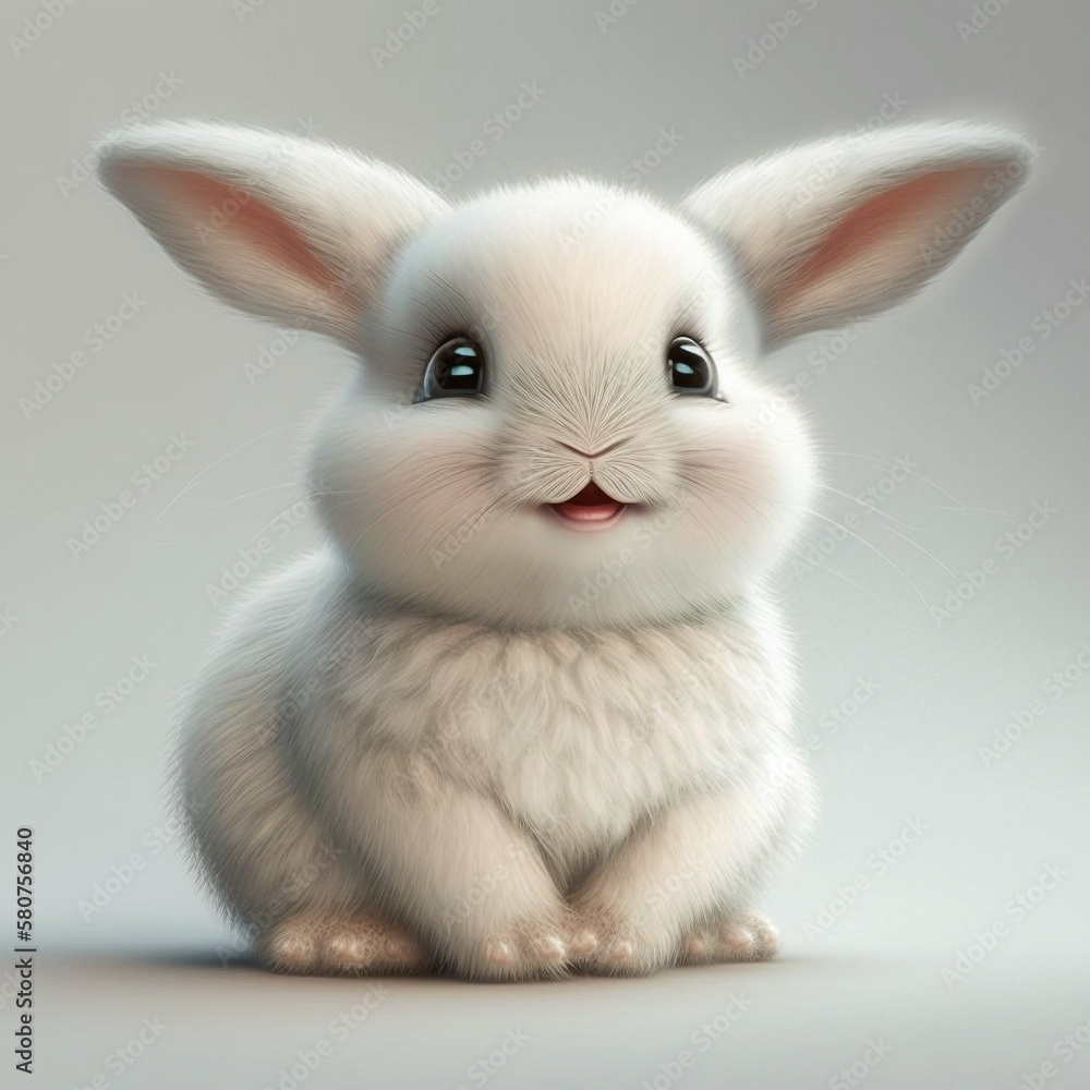 Fototapeta premium Funny little bunny, generative ai