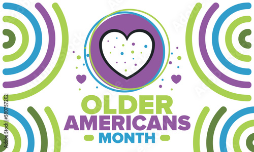 Older Americans Month. Celebrated in May in the United States. National Month of observance for Older Americans. Poster, card, banner and background. Vector illustration