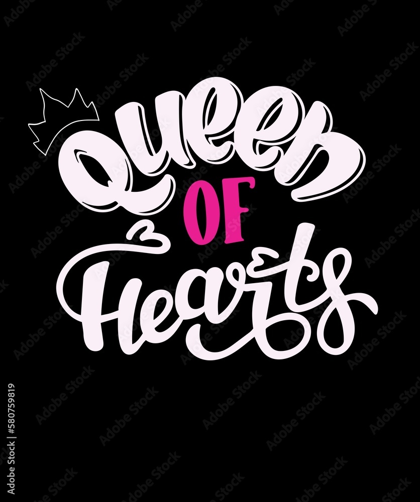 Queen of hearts. Colorful design for different uses. Printable art.