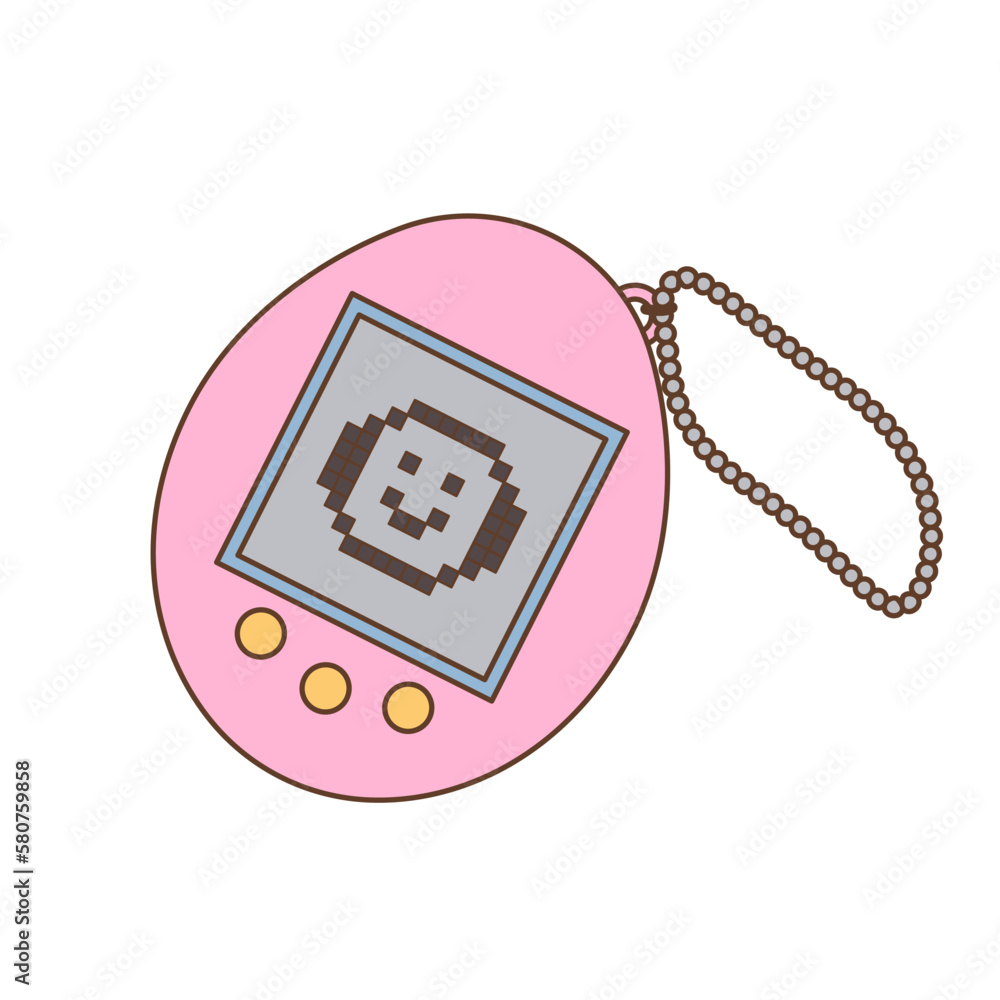 A japanese electronic toy isolated on white background. Back to 90s. Nostalgia for 1990s element. Retro style.