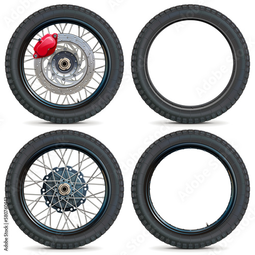 Vector Retro Motorcycle Wheels with Black Disk