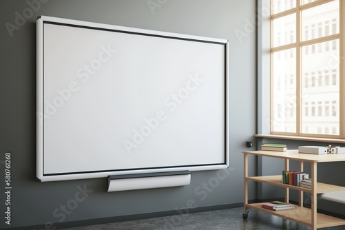 blank interactive whiteboard for education and office meeting photo