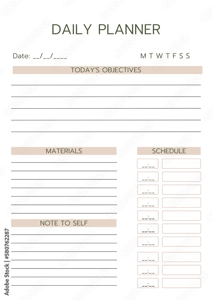 Minimalist printable planner page templates. Modern planner template