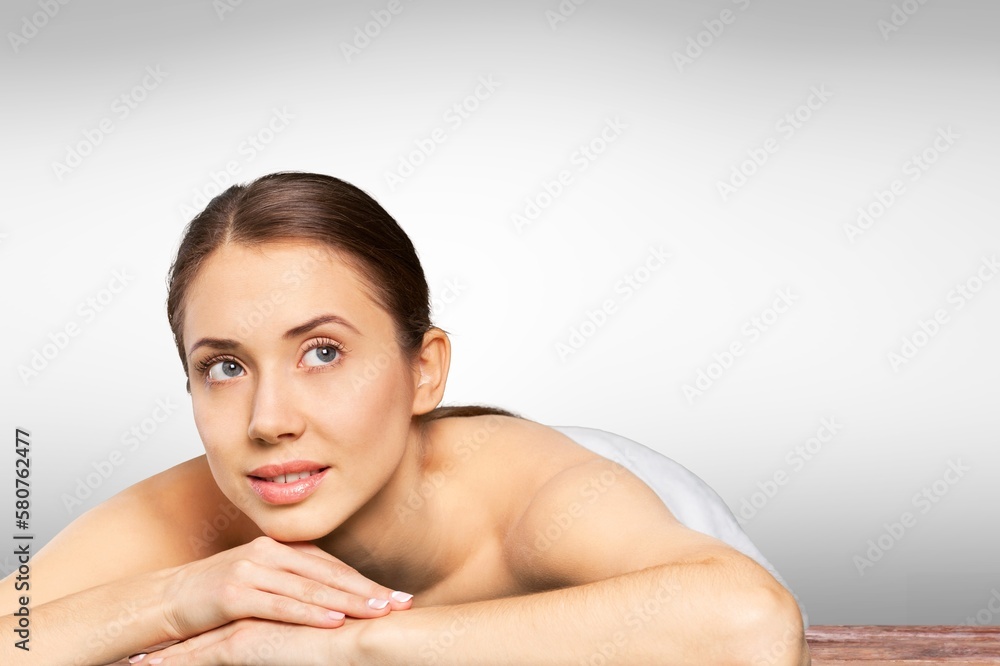 Happy young woman after facial treatment. Happy young woman after facial treatment.