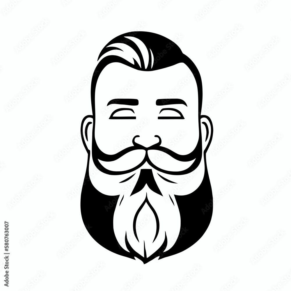 Bearded hipster man face portrait sketch drawing. Hairstyle head guy. Barbershop emblem, logo concept. Profile avatar character. Bearded male silhouette. Black vector illustration isolated on white.