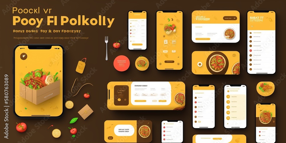Food delivery mobile app kit template Material Design, UI, UX and GUI ...