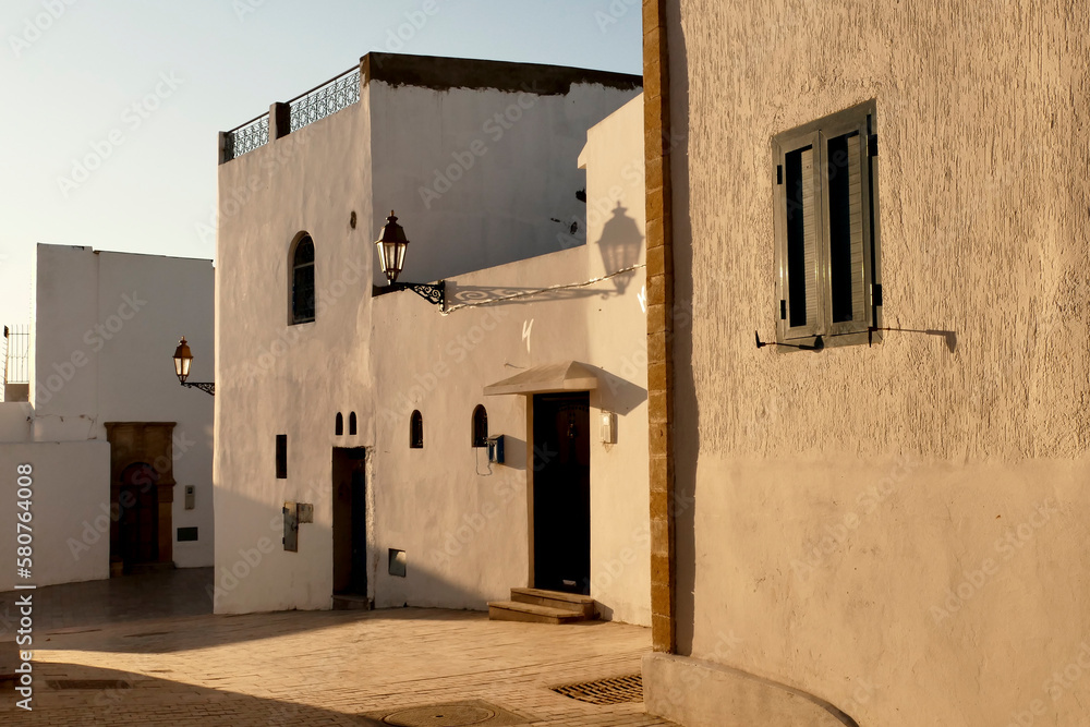 Fototapeta premium The Oudaya Kasbah is a haven of tranquility, with its flower-filled little streets, Andalusian garden, and Moorish café. Referred to also as Kasbah of the Udayas, the Oudaya Kasbah is one of the most 