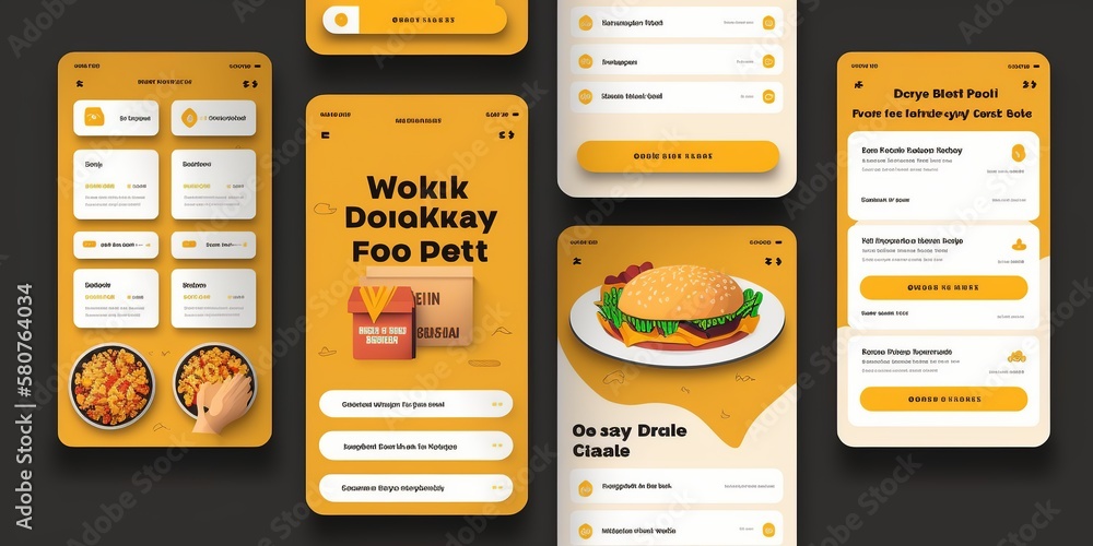 Food delivery mobile app kit template Material Design, UI, UX and GUI ...