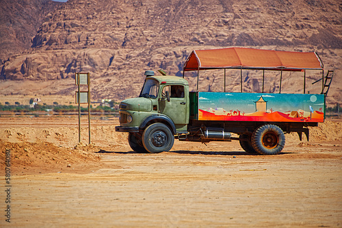 An old pick up truck, out of order in the desert photo