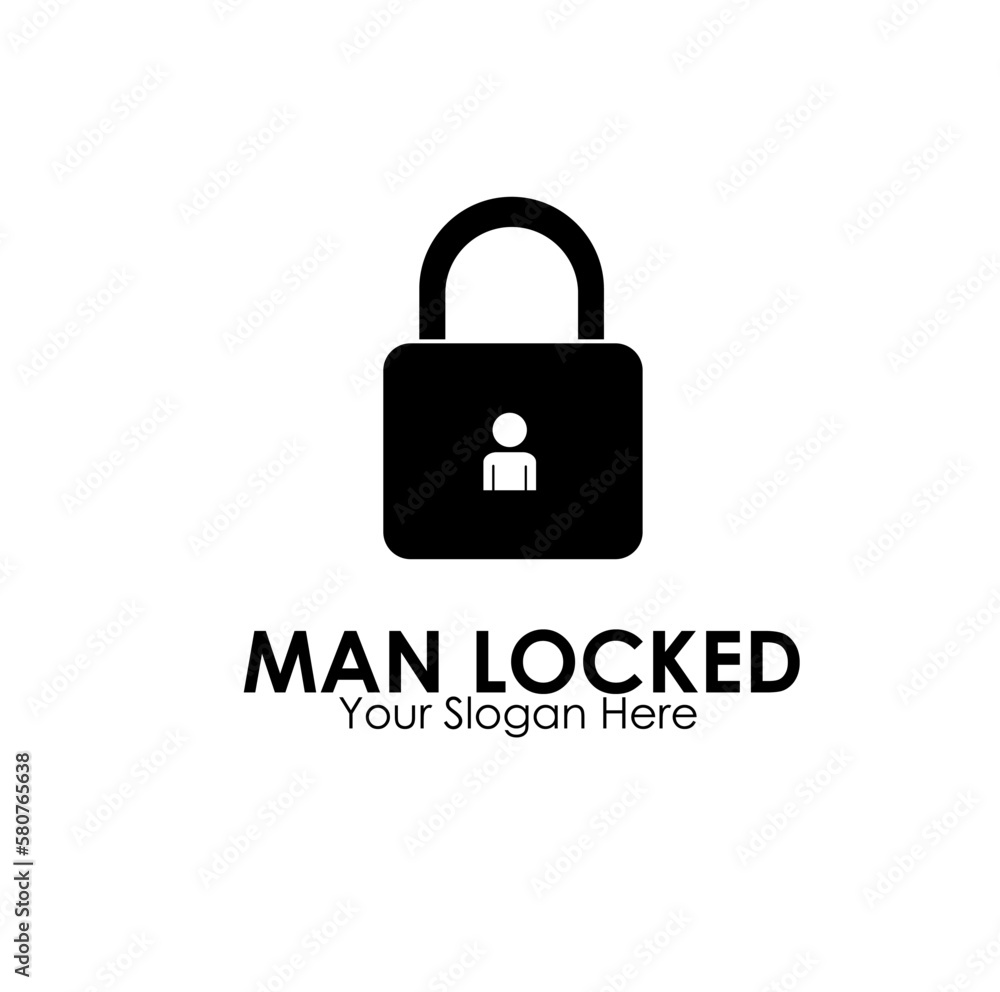 man locked logo design concept man locked logo design concept