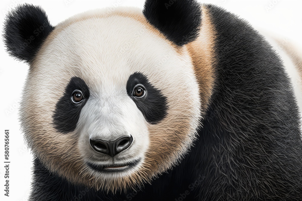 Fototapeta premium Close up of a giant panda on a white background. Generative AI