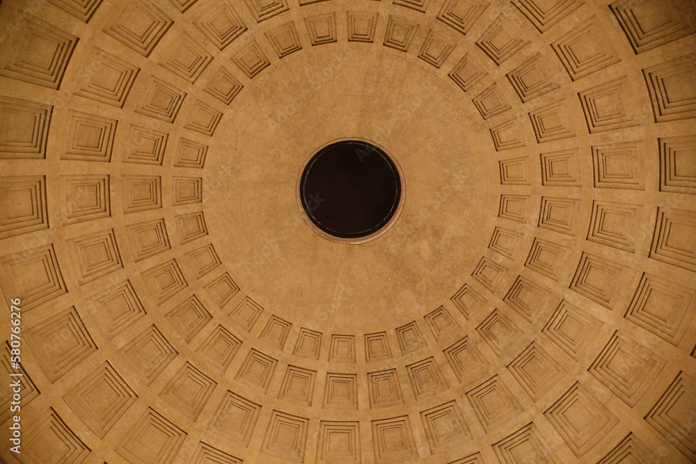 Pantheon ceiling, Rome. Italy.