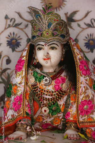 Fototapeta Naklejka Na Ścianę i Meble -  Hindu temple murthi (statue) depicting Radha.  India.