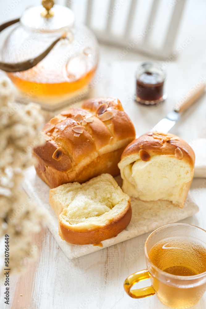 Almond sugar bread on the table. brightmood photography concept Almond sugar bread on the table. brightmood photography concept