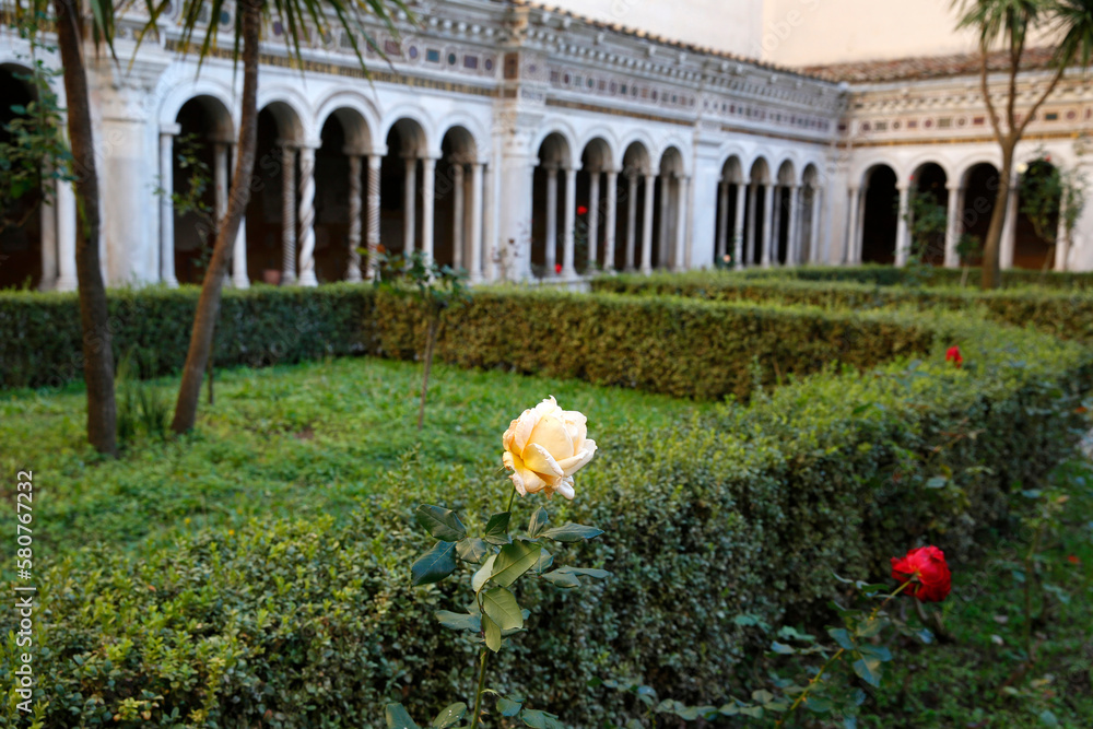 Obraz premium St. Paul outside the walls' church, Rome. Cloister. Italy.