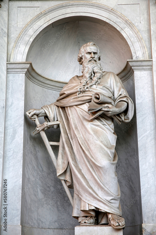 St. Paul outside the walls' church, Rome. St Paul statue. Italy.