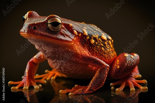 The Glittering Crimson Invoker's Lobed-Footed Frog Generative AI