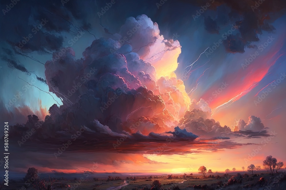Wrapped in Soft Pastels: Capturing the Magnificence of an Evening Sky Generative AI