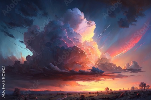 Wrapped in Soft Pastels: Capturing the Magnificence of an Evening Sky Generative AI