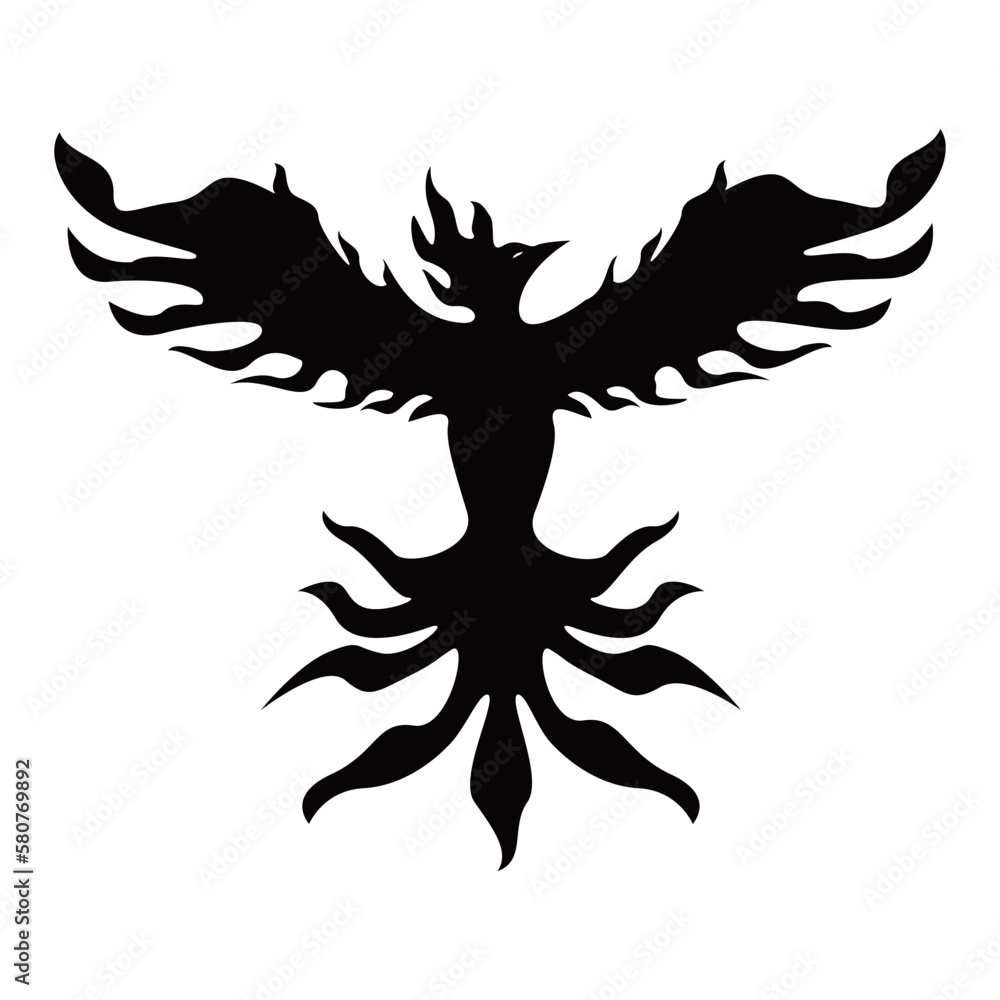 phoenix silhouette logo design. fire bird in mythology. phoenix silhouette logo design. fire bird in mythology.