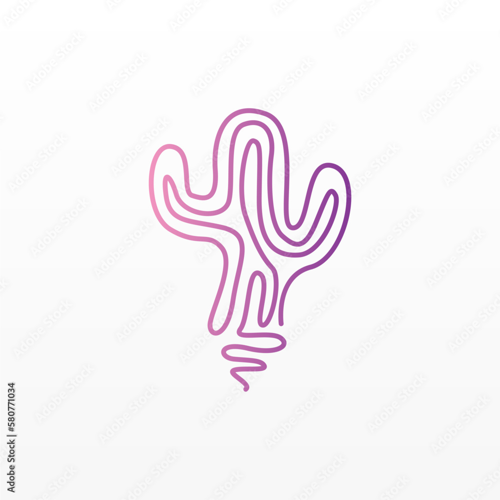 A simple logo design of a cactus. Cactus plant logo template. Cactus logo design concept