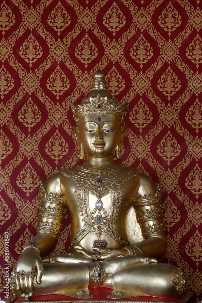 Buddha statue in Wat Inthakin, Chiang Mai. Thailand.