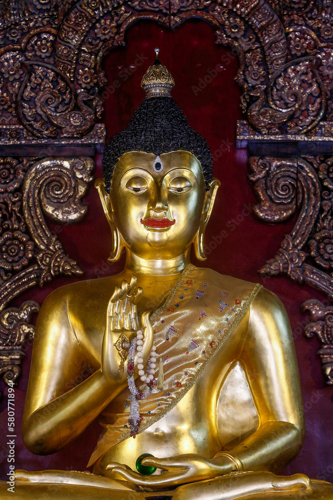 Buddha statue in Wat Pan Sao, Chiang Mai. Thailand.