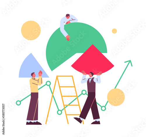 People working with stats, statistical data.