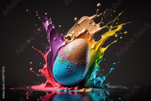 Colorful Easter Egg in a Splash of Professional Quality - AI generated