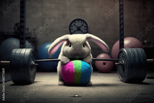 Easter Bunny Fitness Challenge with Neon Eggs and Cinematic Photography