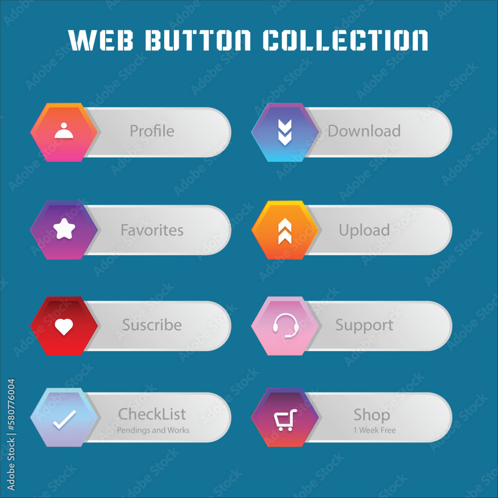 Creative web buttons in gradient style Creative web buttons in gradient style