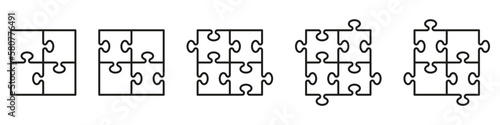 Puzzles grid - blank template.Game with details. Vector illustration.
