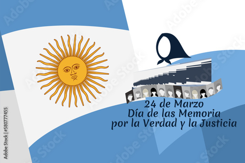 Translation: March 24, Day of Remembrance for Truth and Justice   vector illustration. National holiday of Argentina. Suitable for greeting card and poster. 